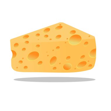 Vektör peynir dilimi, süt, peynir porsiyonu çizimi. Sunumlar ve slaytlar için.