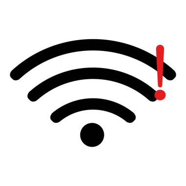 Bağlantı hatası olan düz kablosuz sinyal simgesi. İşaretler ve bilgisayar işleri için. Hatalı kablosuz vektör