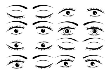 Logo, yüz ve insan yaratmak için bir çift göz, kirpik ve kaş. Minimalist.