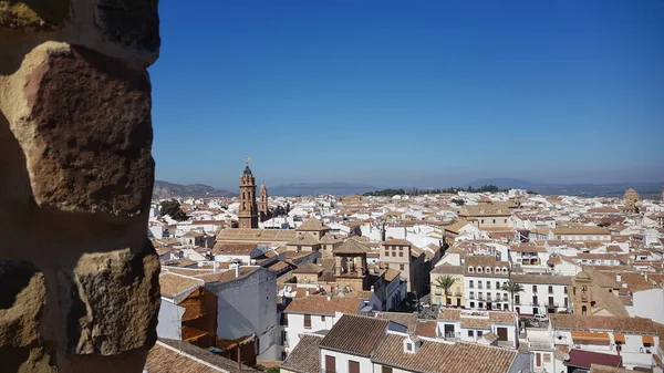 Scene Historic Town Antequera Southern Spain View Citadel Top Mountain — Stock Photo, Image