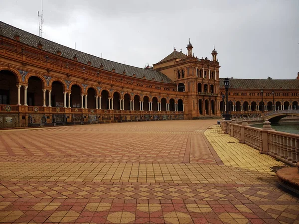 Panoramautsikt Över Del Plaza Espaa Sevilla Turistisk Eftermiddag Där Kan — Stockfoto