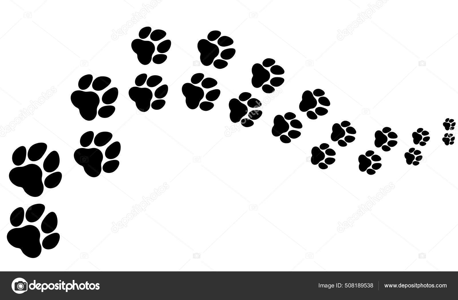 발자국을 추적하는 발자국 발자국 실루엣 강아지 스톡 벡터 - ©belitaart13 508189538, image size:1600x1048
