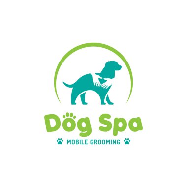 Köpek Silueti Köpek Spa Tasarım Şablonu için sarıldı. Evcil hayvan dükkanları, hayvan klinikleri, köpek spa 'sı ve tımar için mükemmel..