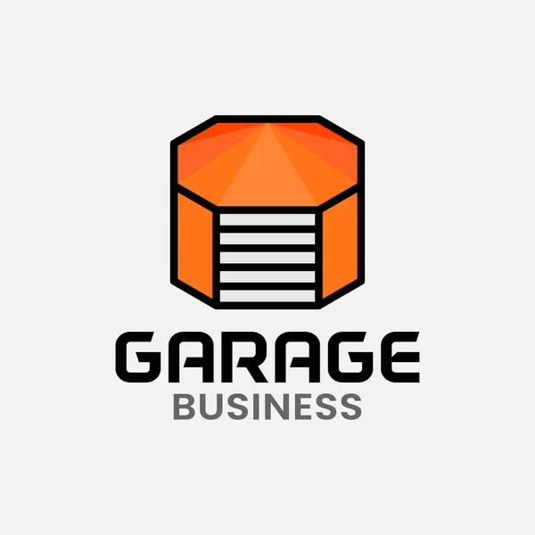 Orange Garage Octagon Shape Logo Design Template Suitable Garage Shop — Stock Vector