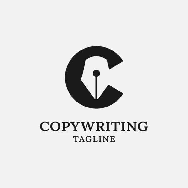 Carta Inicial Pen Copywriting Espaço Negativo Logo Design Template Adequado — Vetor de Stock