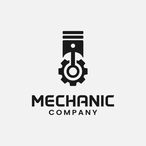 Gear Piston Voor Mechanic Logo Design Template Geschikt Voor Automotive — Stockvector