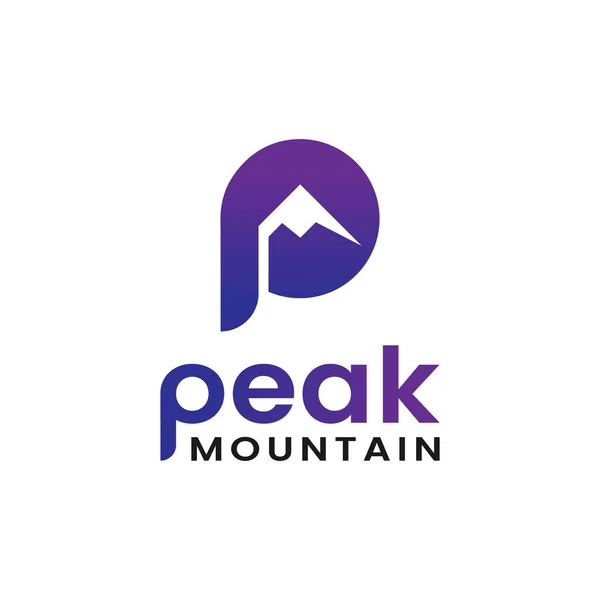 Buchstabe Anfangsbuchstabe Mit Peak Mountain Hill Für Abenteuer Outdoor Wandern — Stockvektor