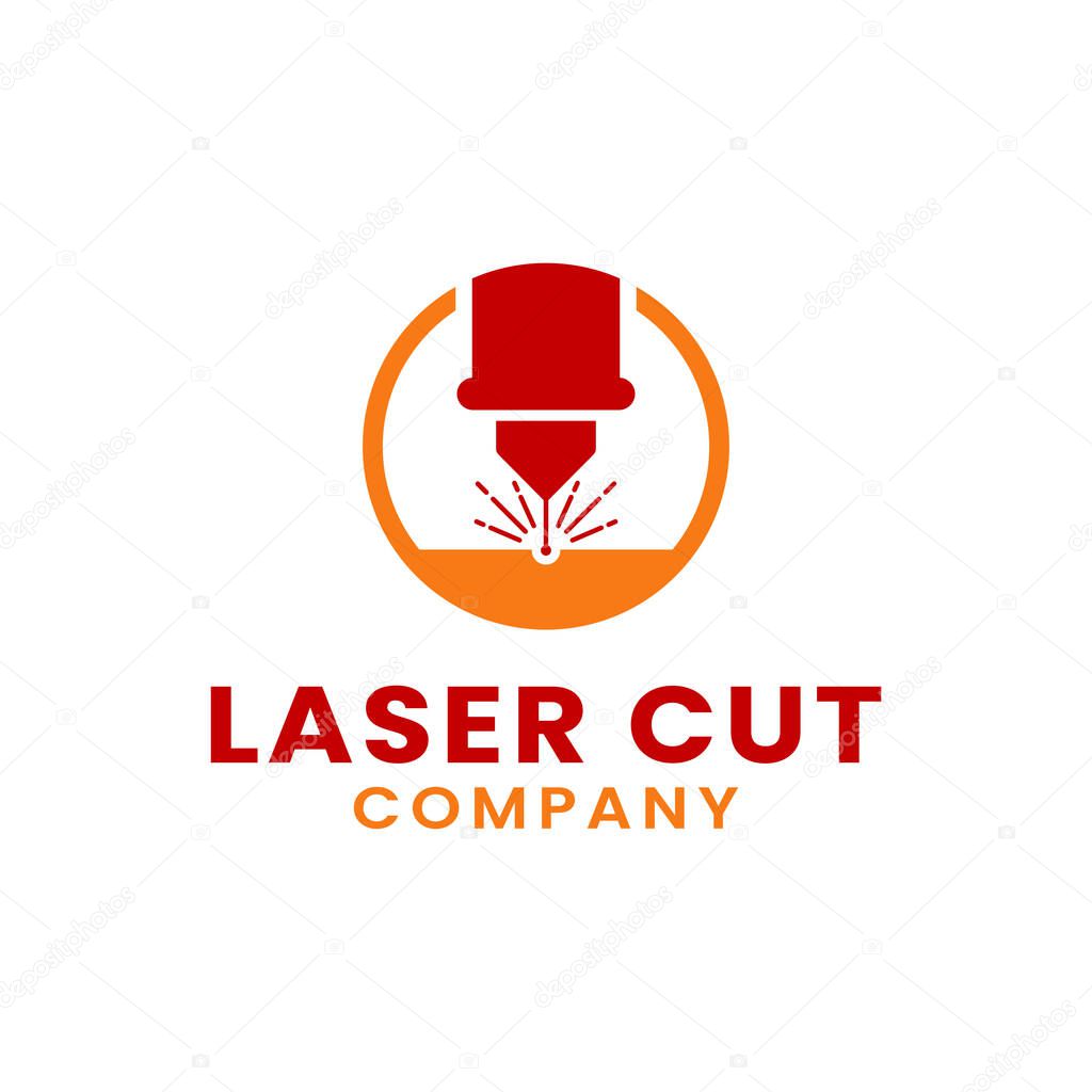 Laser Beam Plasma Machine Cutting Engraving Welding Melting Milling Manufacturing Metalwork Workshop Industry Company Simple Flat Logo Design