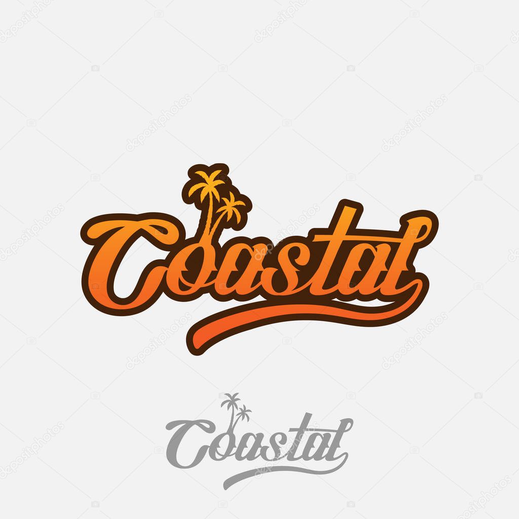 Coastal Wordmark Typography Logo Design Template. Suitable for Coastal Beach Shop Band Brand Apparel Business Company in Vintage Retro Hipster Style Logo