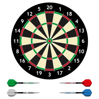 dartlı dart tahtası.