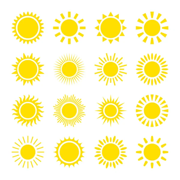 Iconos del Sol Amarillo . — Archivo Imágenes Vectoriales