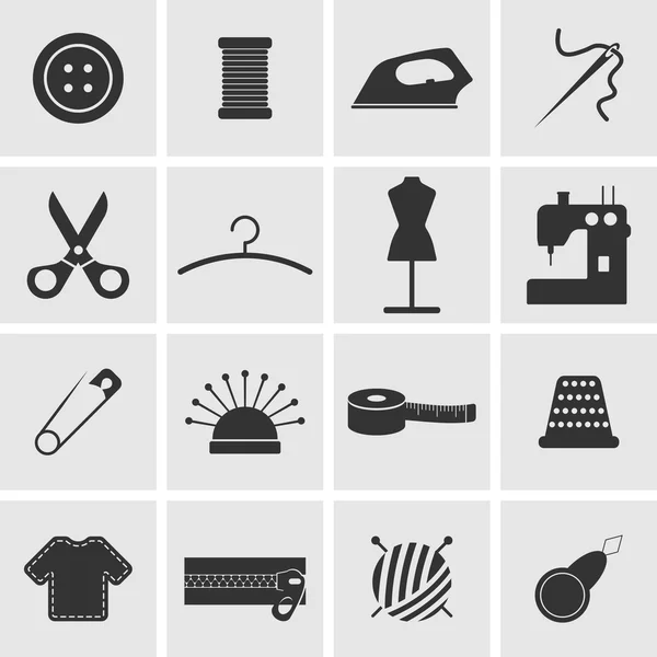 Set of black sewing icons. — Stock Vector