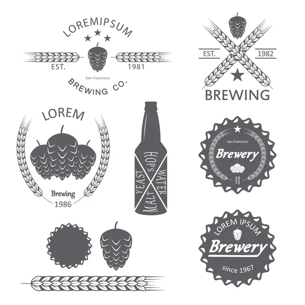 Emblemi birreria, etichette in design vintage . — Vettoriale Stock