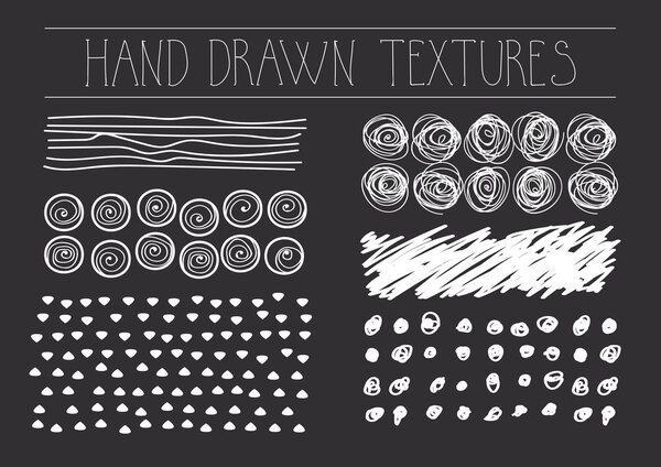 Hand drawn textures. Artistic collection of design elements. Isolated vector.