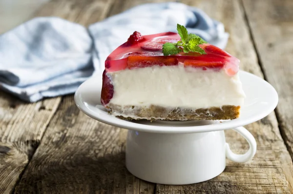 Kek. Çilekli Cheesecake. Tatlı — Stok fotoğraf