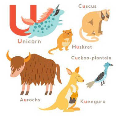 U letter animals set