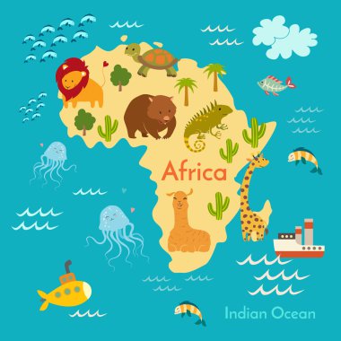 Animals world map, Africa