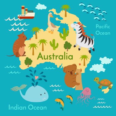 Animals world map, Australia