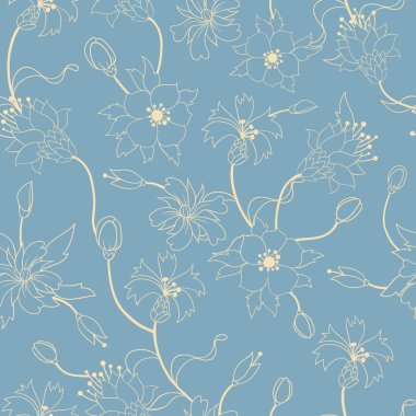 El çizimi çiçek deseni