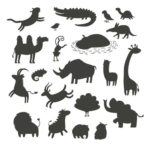 Silhouettes d'animaux africains — Image vectorielle