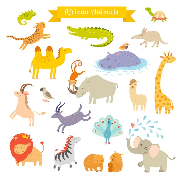 Ensemble d'animaux africains — Image vectorielle