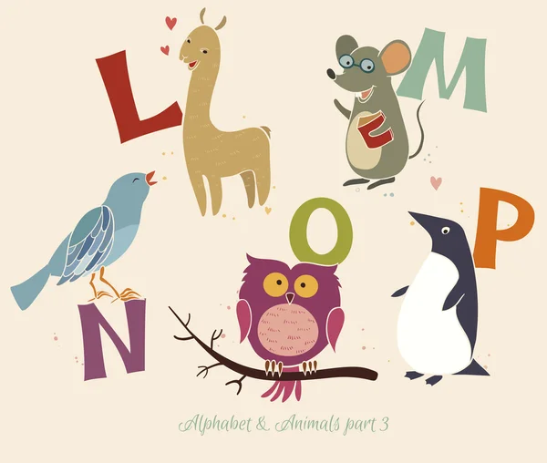 字母表 & 动物，第 3 部分 — 图库矢量图片