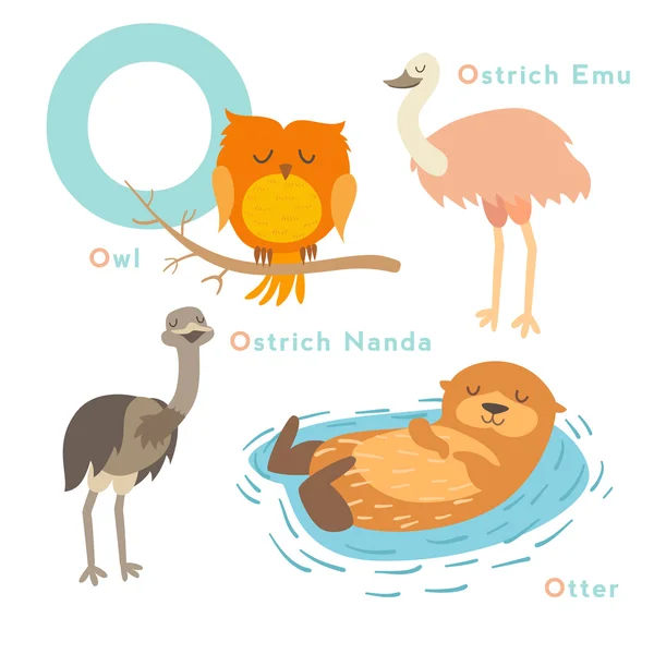 O animales de letras conjunto — Vector de stock