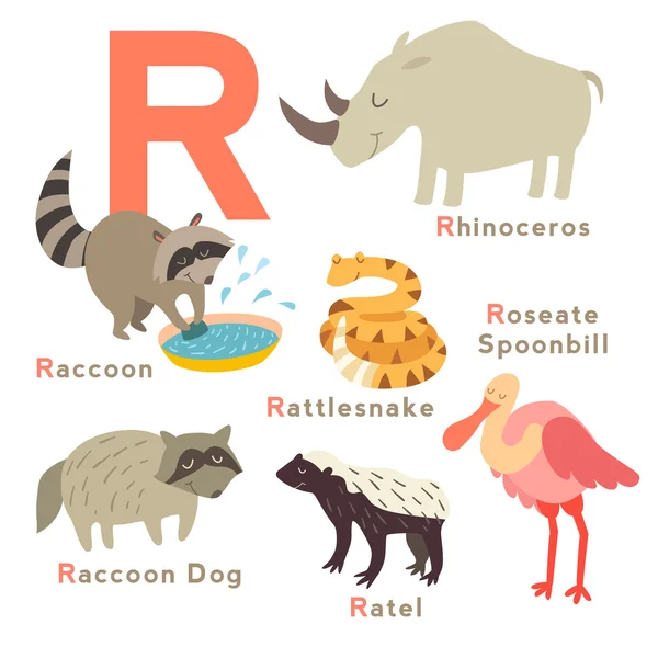R letter animals set — Stock Vector