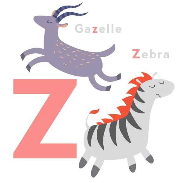 Z letter animals set — Stockvector