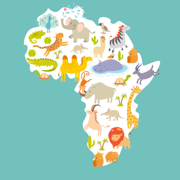 Animals world map, Africa