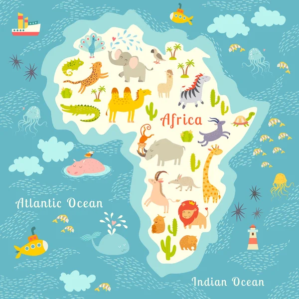 Mapa do mundo dos animais, África — Vetor de Stock