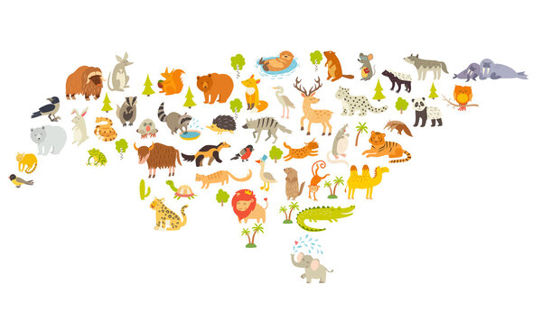 Eurasia mammal map silhouettes