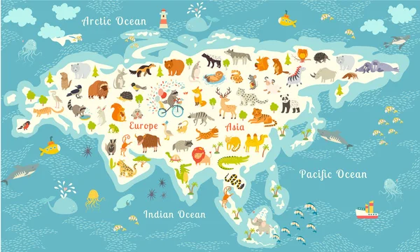 Animals world map, Eurasia