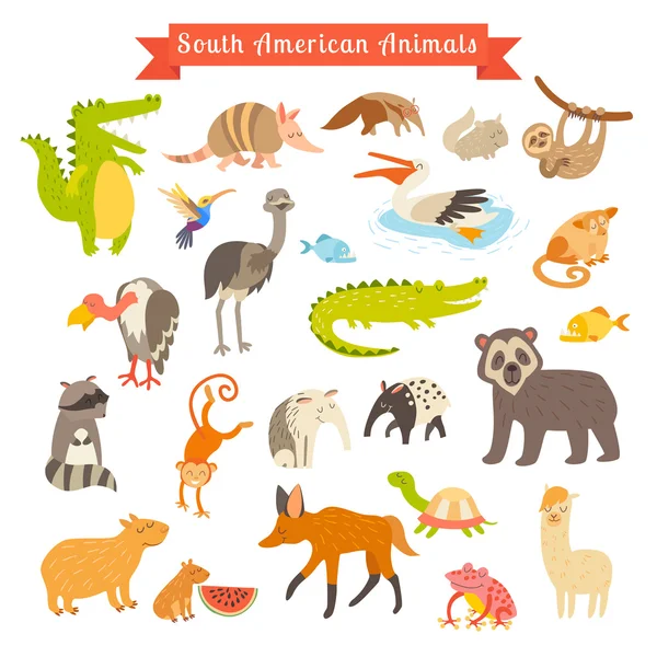 南美洲的动物 — 图库矢量图片