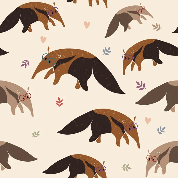 Anteater seamless pattern — Stock Vector