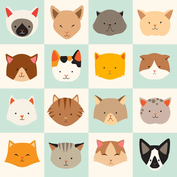 Conjunto de lindos gatos iconos — Archivo Imágenes Vectoriales