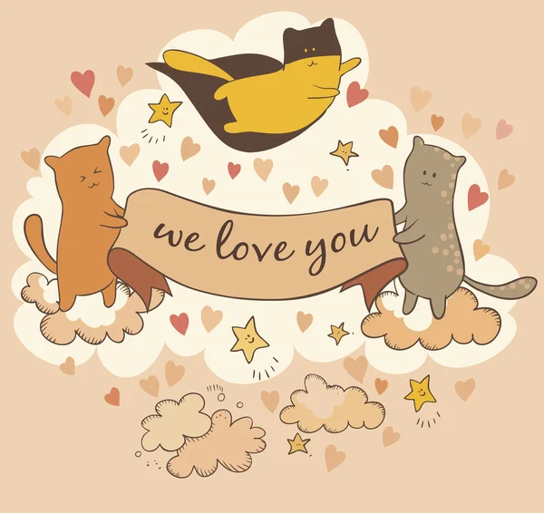Koty miłość ci karty — Wektor stockowy