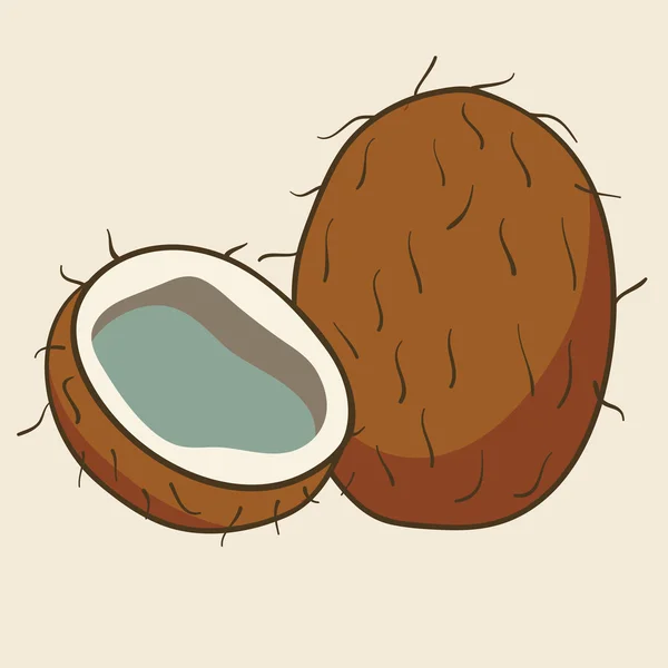 Kokosowy owoców w ręku ciągnione styl — Wektor stockowy