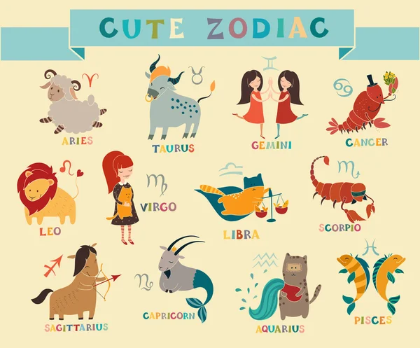 Funny zodiac set — Stock Vector
