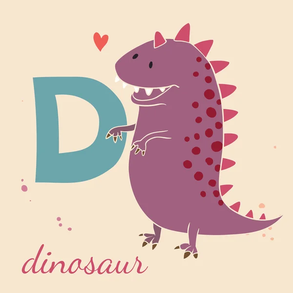Dinosauro e lettera D — Vettoriale Stock