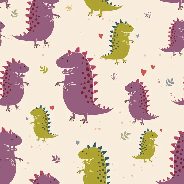 Seamless pattern with dinosaurs — Stock Vector