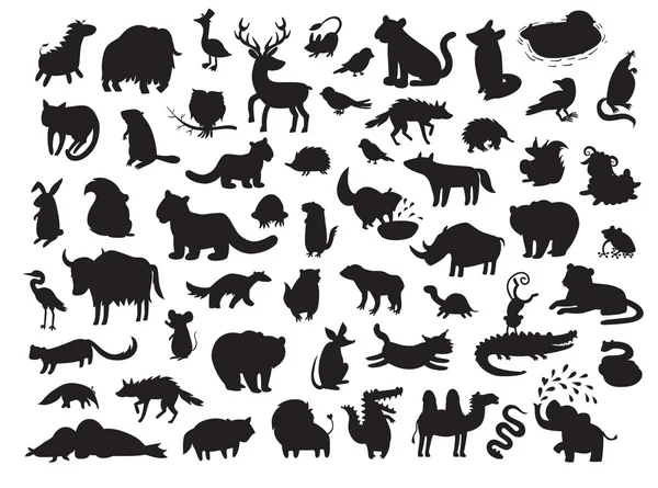 Eurasian animals silhouettes — Stock Vector