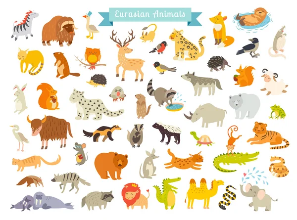 Ilustración de animales euroasiáticos — Vector de stock