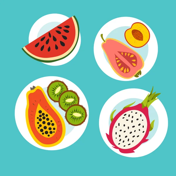 Egészséges ételek, gyümölcsök — Stock Vector