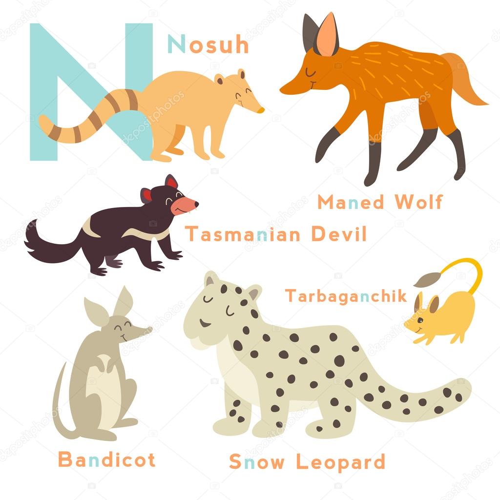 N letter animals set Stock Vector Image by ©coffeee in 20