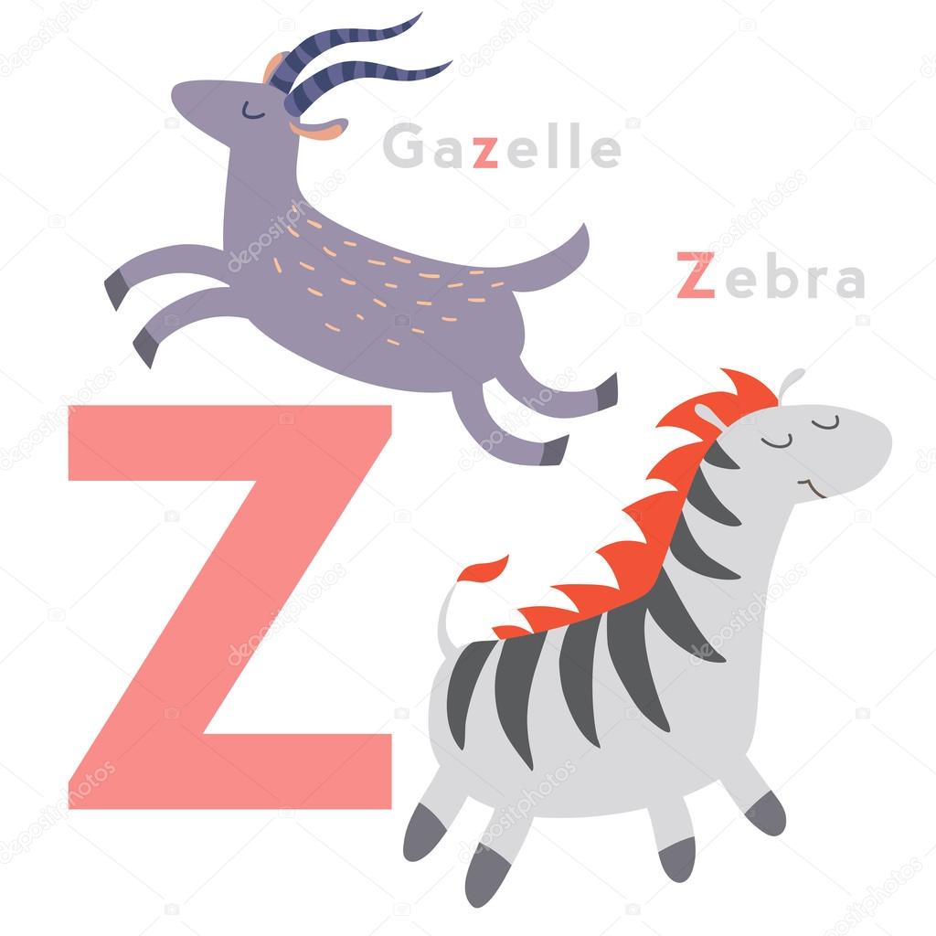 Z letter animals set