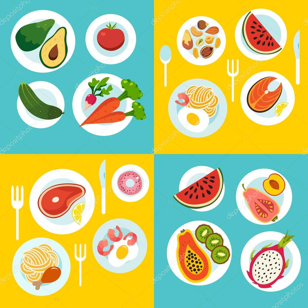 Dibujos Alimentos Saludables Conjunto De Alimentos Saludables