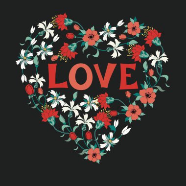 Vintage çiçek kalp