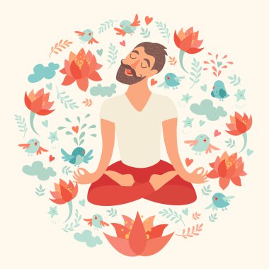 lotus pozisyonunda sakallı adam