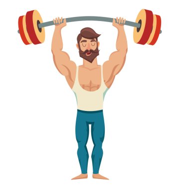 Adam başını bir halter ile